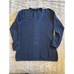 Vintage Pendleton Long Sleeve Cotton Knit Dark Blue Sweater Womens Size Large